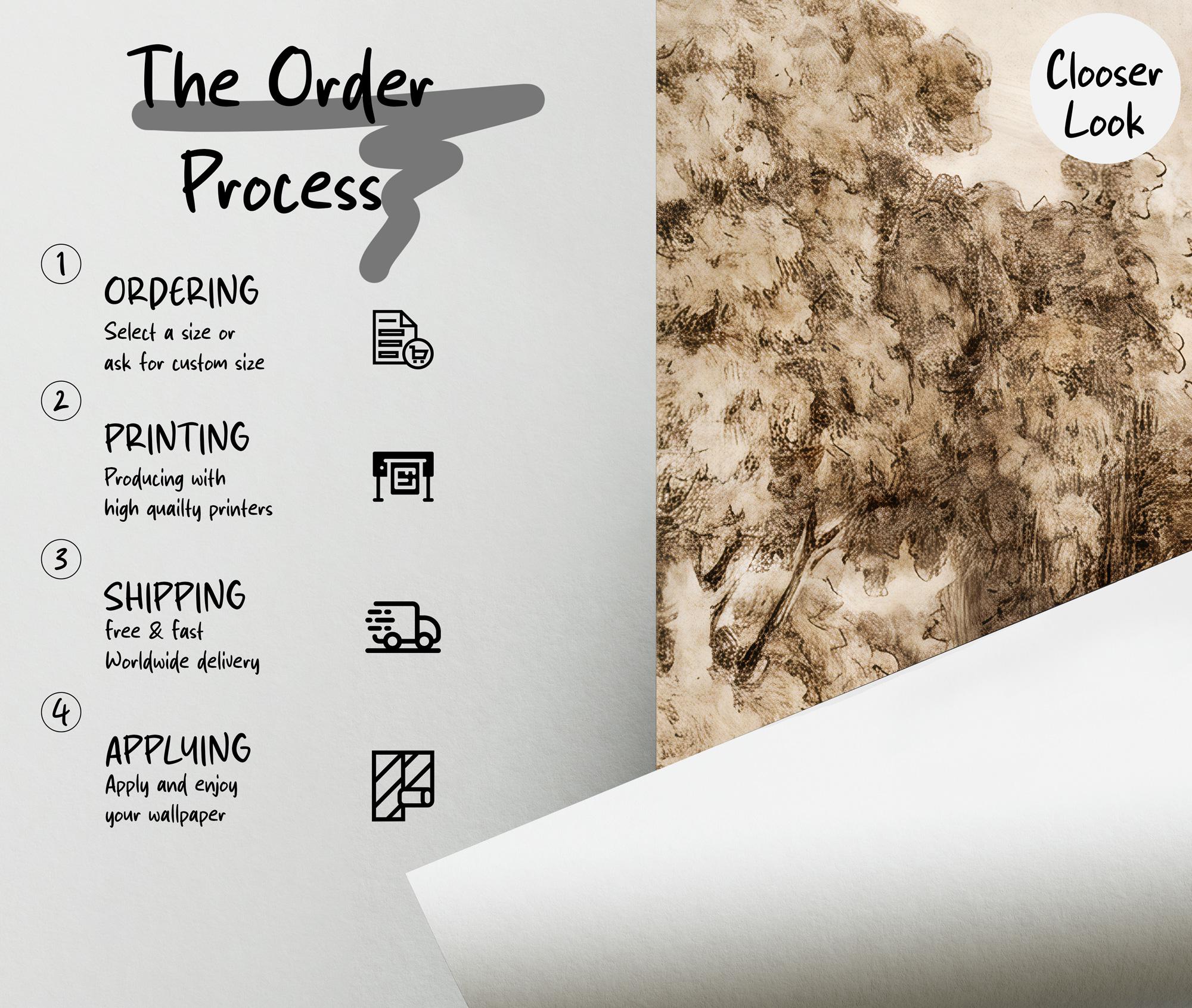 Vintage Sepia Forest Landscape Wallpaper: Peel and Stick Wall Mural - View 5