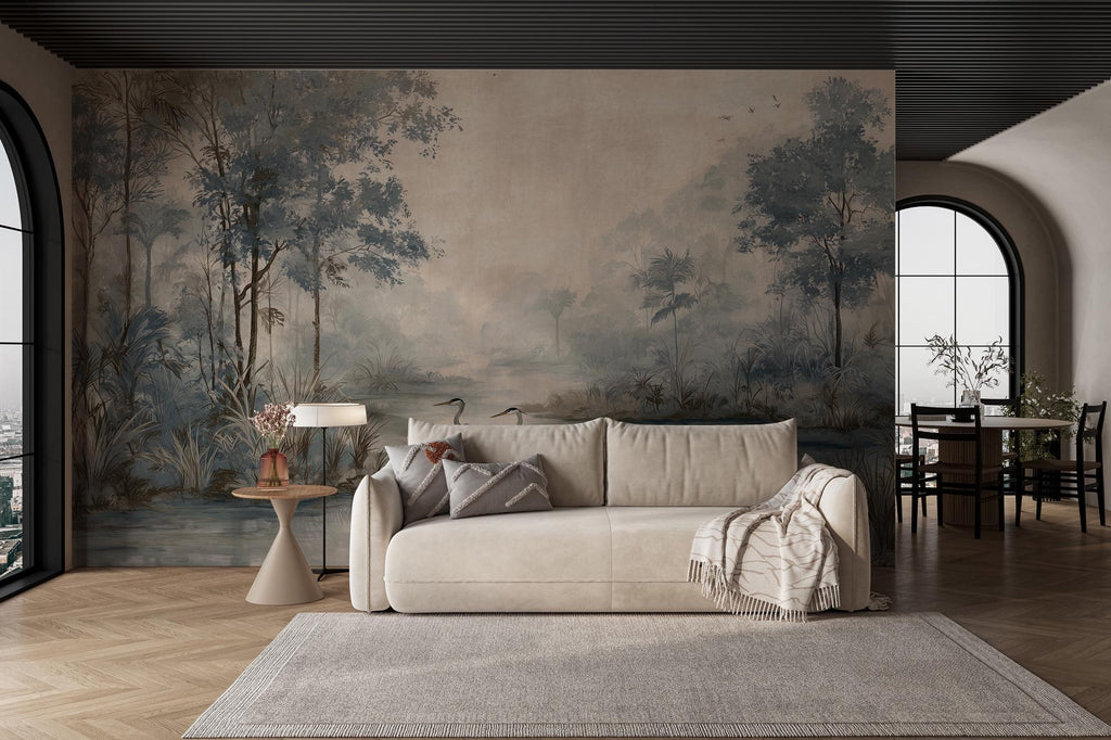Serene Lake Landscape Wallpaper: Peel and Stick Wall Mural - View 3