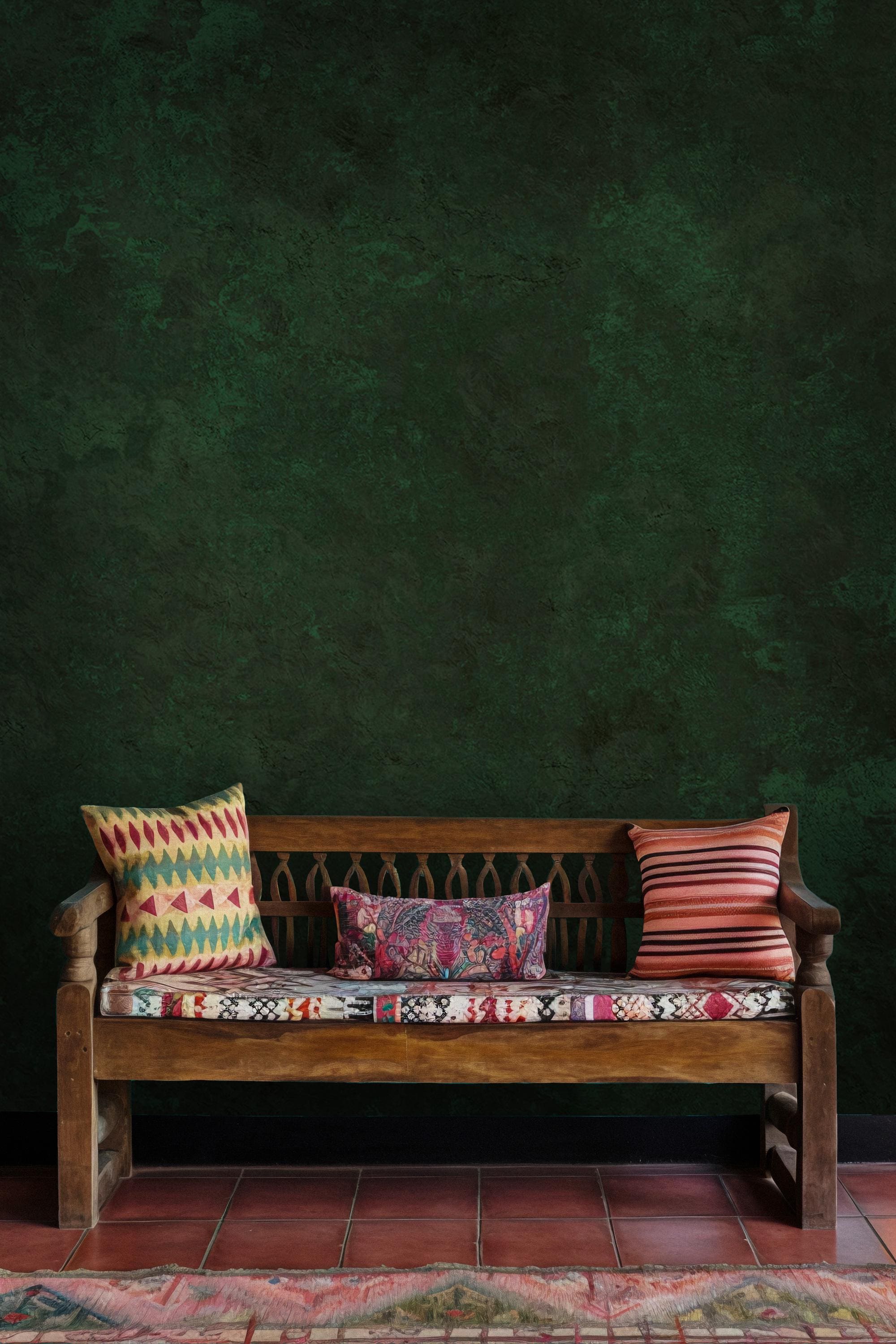 Emerald Green Concrete Texture Wallpaper: Peel and Stick Wall Mural - View 5