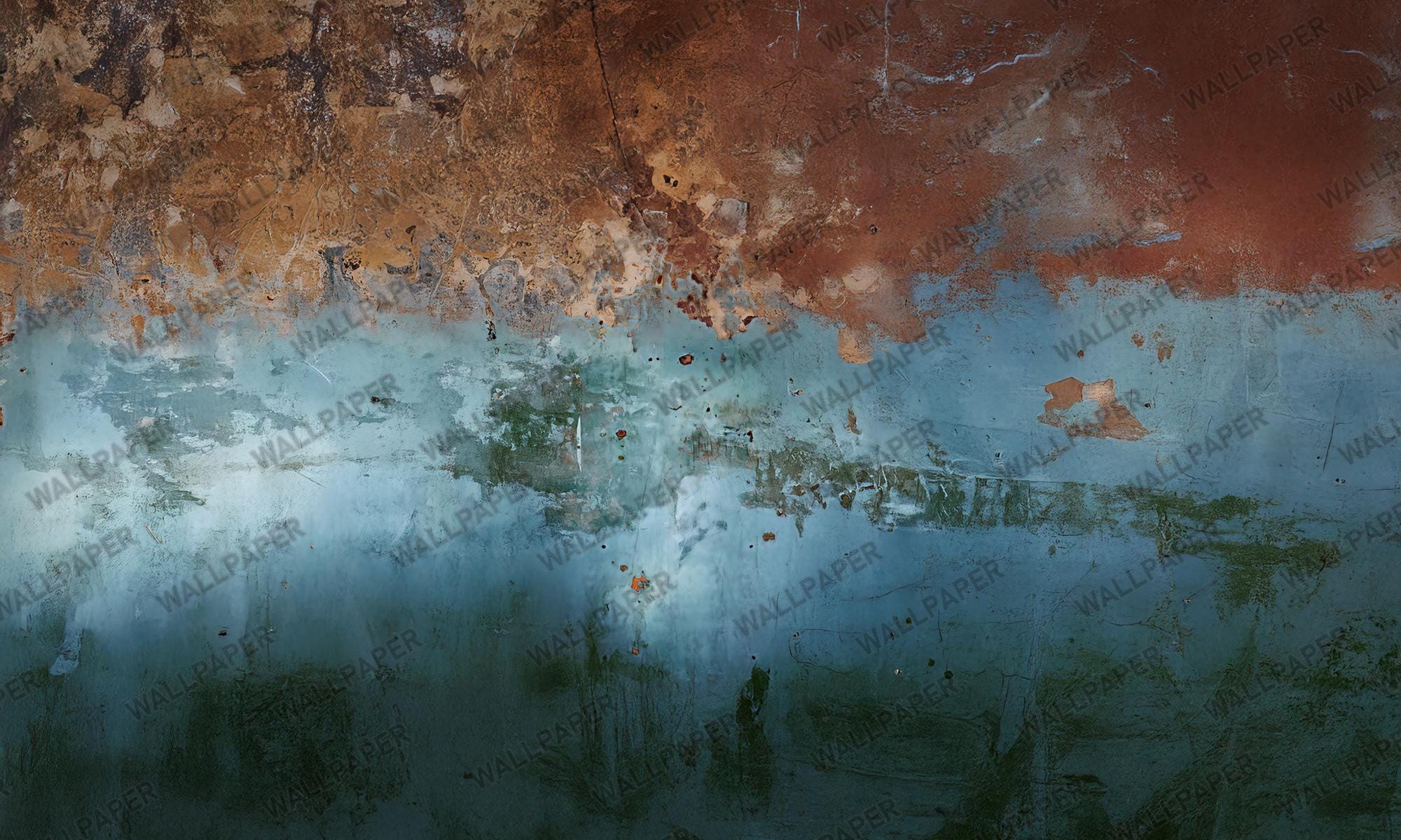 Rust Brown & Blue Concrete Texture: Industrial Grunge Wall Mural - Peel and Stick - View 5
