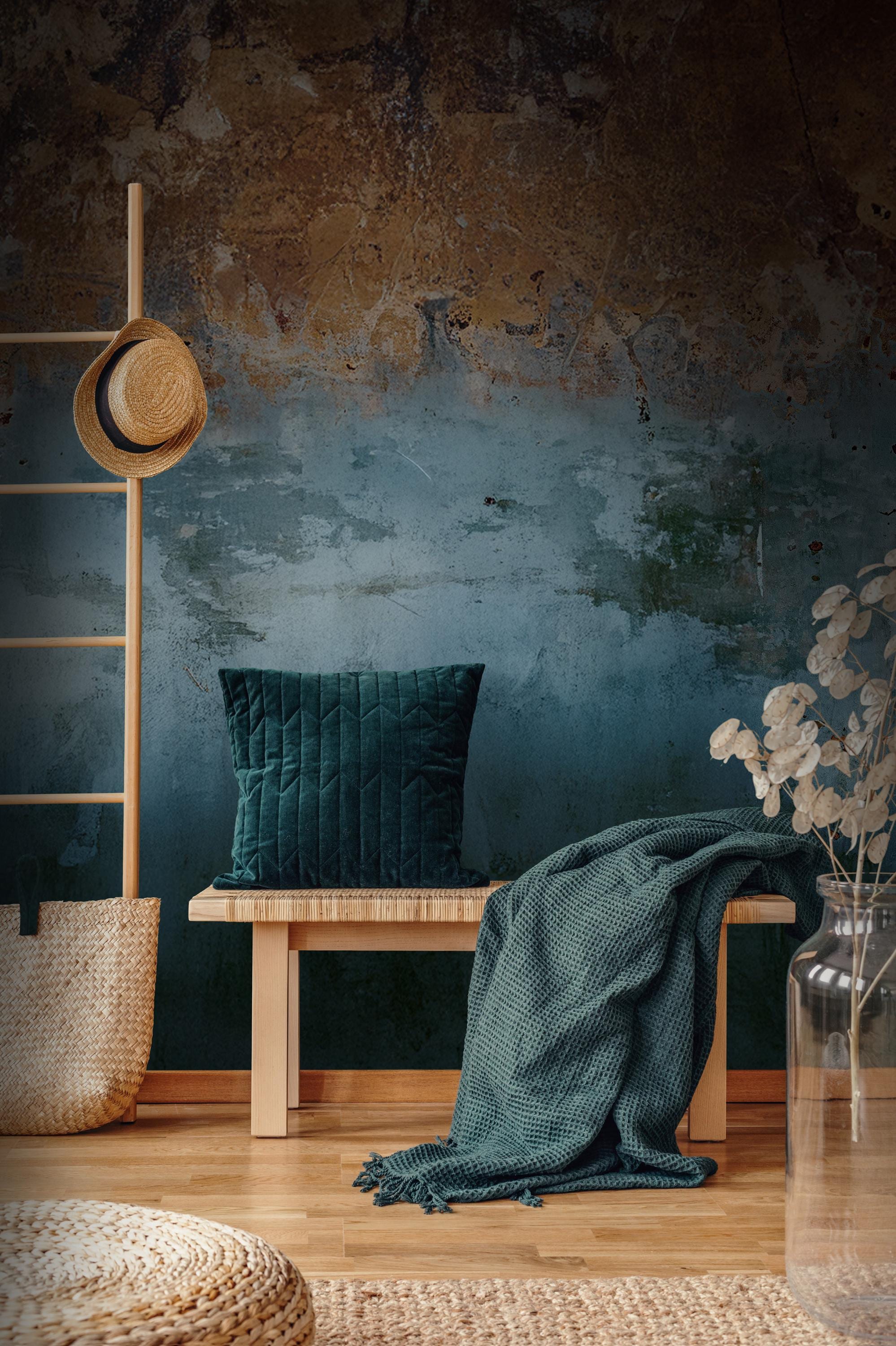 Rust Brown & Blue Concrete Texture: Industrial Grunge Wall Mural - Peel and Stick - View 2