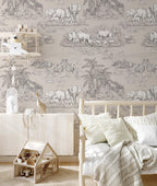 Safari Pattern Wallpaper: Neutral Jungle Mural, Kids Room Decor