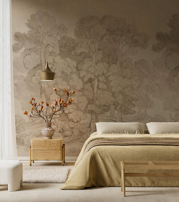 Vintage Woodland Forest Wallpaper: Peel and Stick Wall Mural