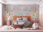 Pastel Woodland Landscape Wallpaper: Peel and Stick Wall Mural - View 2