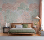 Pastel Woodland Landscape Wallpaper: Peel and Stick Wall Mural - View 3