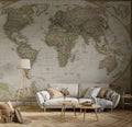 Vintage World Map Wallpaper: Peel and Stick Wall Mural