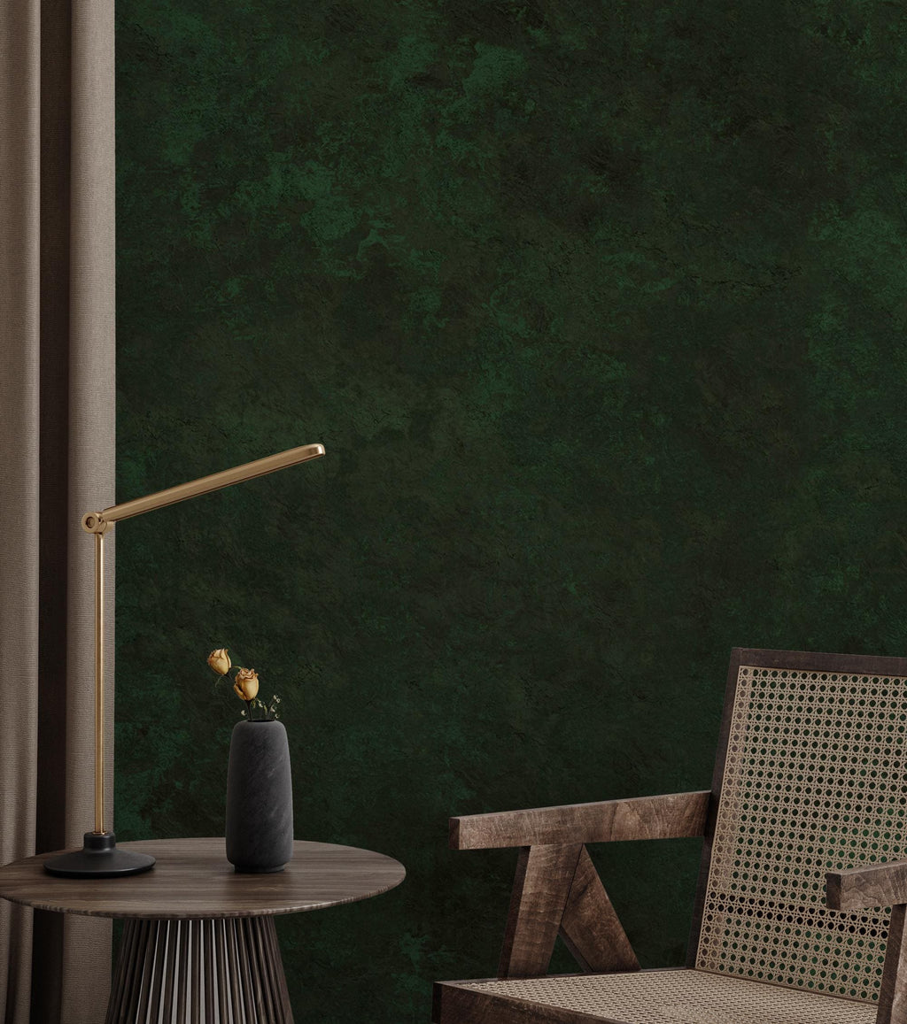 Emerald Green Concrete Texture Wallpaper: Peel and Stick Wall Mural - View 4