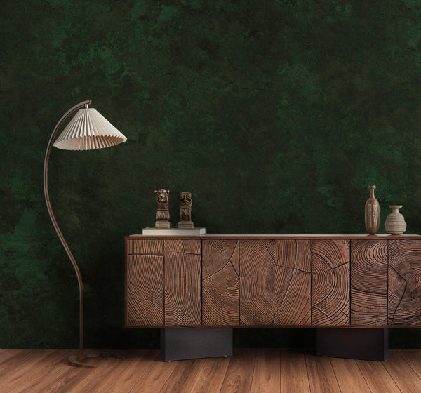 Emerald Green Concrete Texture Wallpaper: Peel and Stick Wall Mural