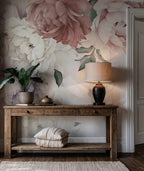 Big Floral Wallpaper: Soft Pink Watercolor Wall Mural, Peel and Stick