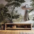 Vintage Forest Peel and Stick Wallpaper, Scenic Landscape Wall Mural, Nature Removable Wallpaper