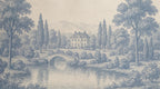 Vintage Toile Peel and Stick Wallpaper, Blue Scenic Wall Mural - View 2