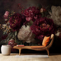 Dark Peony Floral Wallpaper: Peel and Stick Wall Mural