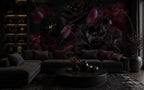 Dark Floral Wallpaper: Black Rose Wall Mural, Peel & Stick - View 3