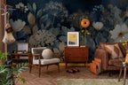 Dark Floral Peel and Stick Wallpaper, Botanical Wall Mural, Vintage Leaves Removable Wallpaper - View 5
