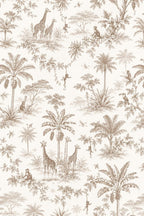 Safari Toile Peel and Stick Wallpaper, Jungle Animal Wall Mural, Removable Wallpaper - View 2