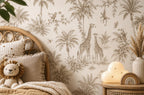 Safari Toile Peel and Stick Wallpaper, Jungle Animal Wall Mural, Removable Wallpaper - View 3