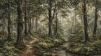 Woodland Wallpaper, Forest Path Mural, Scenic Nature Decor, Custom Size - View 2