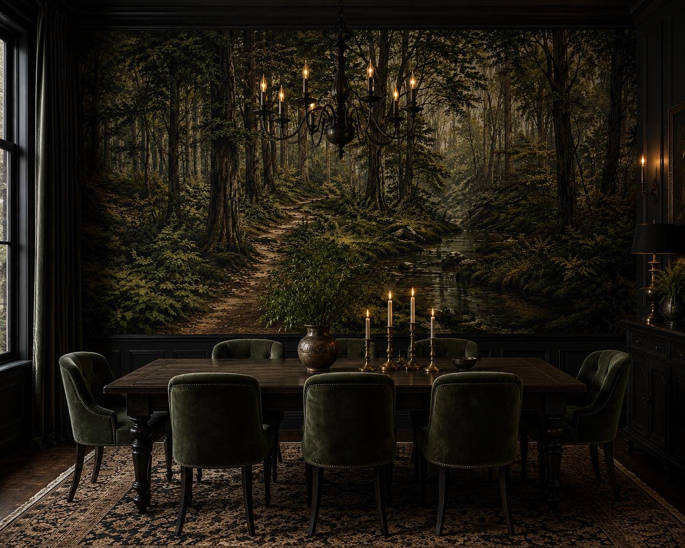 Woodland Wallpaper, Forest Path Mural, Scenic Nature Decor, Custom Size - View 4