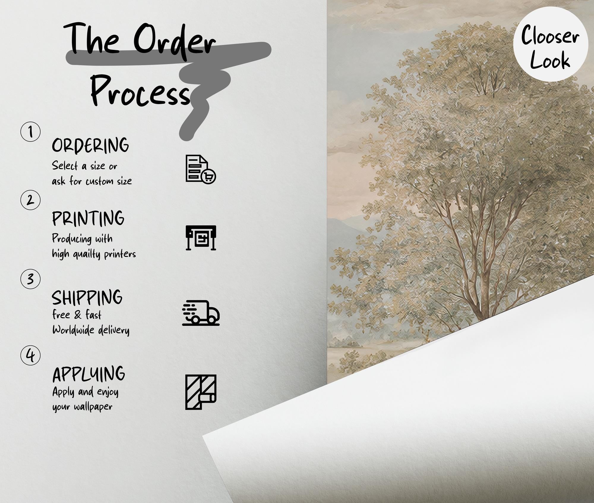 Vintage Landscape Wallpaper - French Countryside Wall Mural - Custom Size Wallpaper - View 6