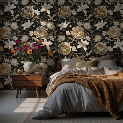 Vintage Peony Wallpaper,Floral Peel and Stick Wall Art