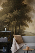 Vintage Forest Peel and Stick Wallpaper, Scenic Nature Wall Mural, Woodland Removable Wallpaper