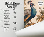 Peacock Lion Wallpaper - Chinoiserie Floral Wall Mural - Luxury Living Room Decor - Custom Size Wallpaper - View 6