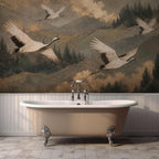 Red Crowned Crane Wallpaper - Woodland Mountain Wall Mural-Size Wallpaper - View 5