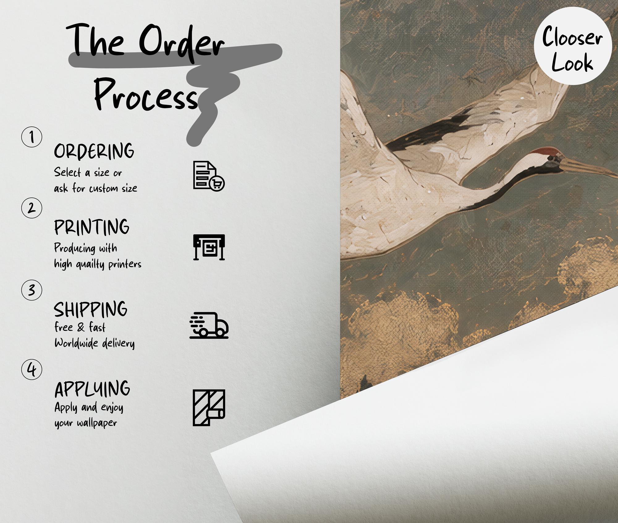 Red Crowned Crane Wallpaper - Woodland Mountain Wall Mural-Size Wallpaper - View 6