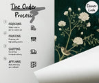 Bird Botanical Wallpaper - Dark Green Garden Wall Mural - Peel and Stick Wall - View 6