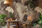 Ginkgo-Themed Wallpaper - Modern Abstract Botanical Wall Art - Custom Size - Removable Wallpaper with Leaf Pattern - View 2