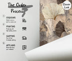 Ginkgo-Themed Wallpaper - Modern Abstract Botanical Wall Art - Custom Size - Removable Wallpaper with Leaf Pattern - View 6