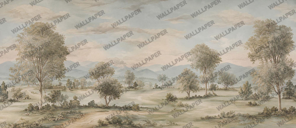Vintage Landscape Wallpaper - French Countryside Wall Mural - Custom Size Wallpaper - View 3