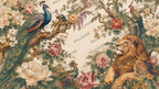 Peacock Lion Wallpaper - Chinoiserie Floral Wall Mural - Luxury Living Room Decor - Custom Size Wallpaper - View 3