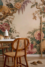 Peacock Lion Wallpaper - Chinoiserie Floral Wall Mural - Luxury Living Room Decor - Custom Size Wallpaper - View 5