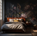 Dutch Master Floral Wallpaper - Moody Botanical Wall Mural - Dark Academia Home Decor - Custom Size - View 3