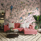 Parrot Branches Wallpaper : Cream Chinoiserie Bird Mural