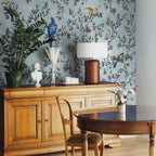 Parrot Branches Wallpaper : Cream Chinoiserie Bird Mural - View 5
