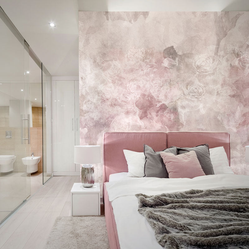 Smoky Peony Wallpaper : Abstract Burgundy Floral Mural - View 3
