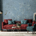 Dusty Blue Chinoiserie Wallpaper : Blossom Tree Songbird Mural