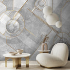 Black Gold Geometric Wallpaper : Marble Circle Art Deco Mural