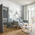 Lotus Leaf Wallpaper : Soft Cream Water Lily Mural - View 3