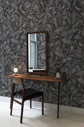 Charcoal Leaf Wallpaper : Dense Grey Foliage Pattern
