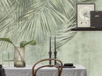 Hanging Palm Fronds Wallpaper : Sage Textured Tropical Mural - View 3