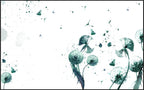 Teal Dandelion Wallpaper : Watercolor Blowing Seeds Mural - View 2