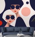 Fashion Women Geometric Wallpaper : Sunglasses Portrait Mural