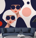 Fashion Women Geometric Wallpaper : Sunglasses Portrait Mural