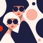 Fashion Women Geometric Wallpaper : Sunglasses Portrait Mural - flat design