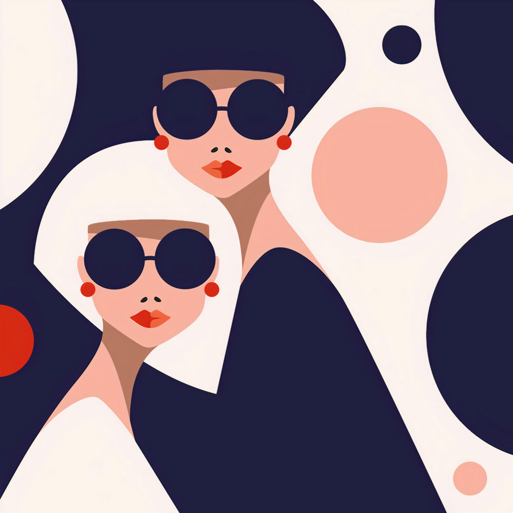 Fashion Women Geometric Wallpaper : Sunglasses Portrait Mural - flat design