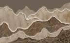 Gold Line Mountains Wallpaper : 3D Taupe Ridge Mural - flat design