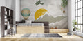 Hot Air Balloon Mountain Wallpaper : Yellow Sun Kids Mural